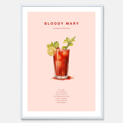 Bloody Mary Tavla – Affisch med drink, drinkposter med cocktail, Bloody Mary recept poster
