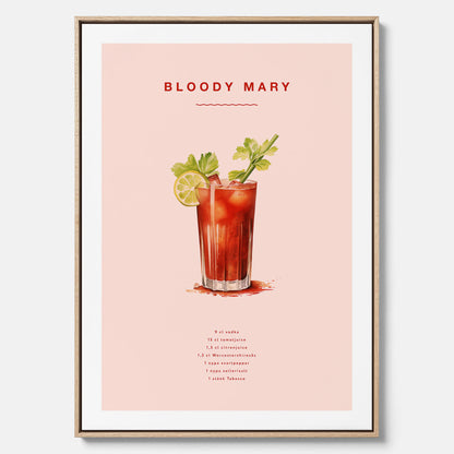 Bloody Mary canvastavla – Affisch med drink, drinkposter med cocktail, Bloody Mary recept poster