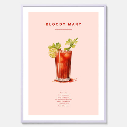 Bloody Mary Tavla – Affisch med drink, drinkposter med cocktail, Bloody Mary recept poster