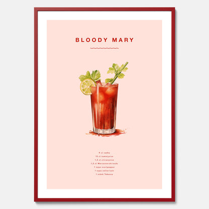 Bloody Mary Tavla – Affisch med drink, drinkposter med cocktail, Bloody Mary recept poster