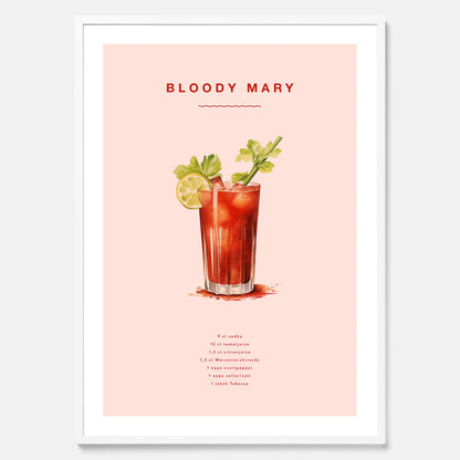 Bloody Mary Tavla – Affisch med drink, drinkposter med cocktail, Bloody Mary recept poster