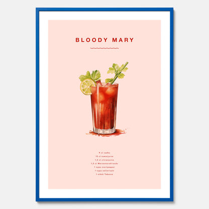 Bloody Mary Tavla – Affisch med drink, drinkposter med cocktail, Bloody Mary recept poster