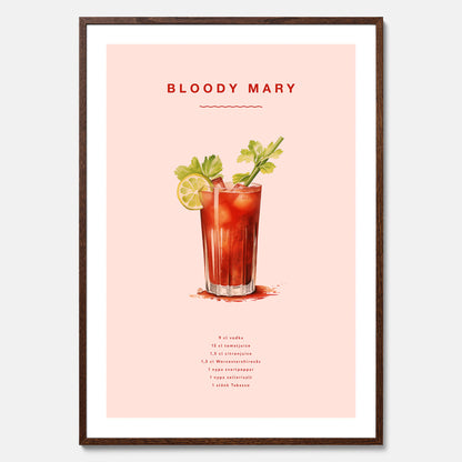Bloody Mary Tavla – Affisch med drink, drinkposter med cocktail, Bloody Mary recept poster