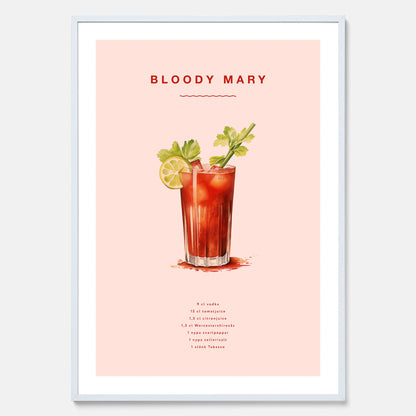 Bloody Mary Tavla – Affisch med drink, drinkposter med cocktail, Bloody Mary recept poster