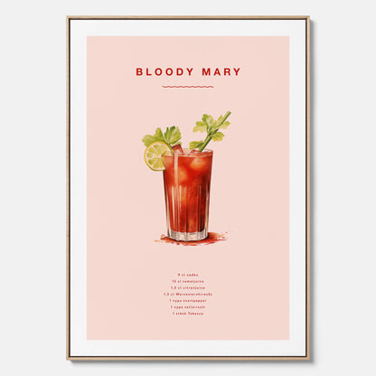 Bloody Mary canvastavla – Affisch med drink, drinkposter med cocktail, Bloody Mary recept poster