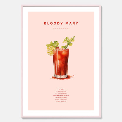 Bloody Mary Tavla – Affisch med drink, drinkposter med cocktail, Bloody Mary recept poster