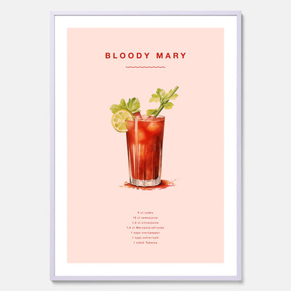 Bloody Mary Tavla – Affisch med drink, drinkposter med cocktail, Bloody Mary recept poster