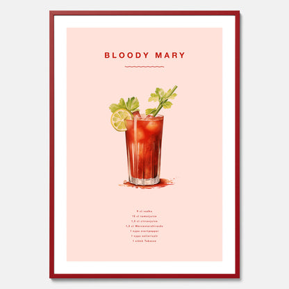Bloody Mary Tavla – Affisch med drink, drinkposter med cocktail, Bloody Mary recept poster