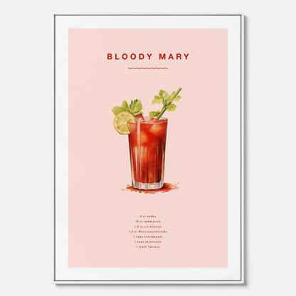 Bloody Mary canvastavla – Affisch med drink, drinkposter med cocktail, Bloody Mary recept poster