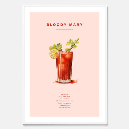 Bloody Mary Tavla – Affisch med drink, drinkposter med cocktail, Bloody Mary recept poster