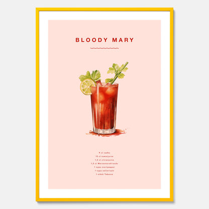 Bloody Mary Tavla – Affisch med drink, drinkposter med cocktail, Bloody Mary recept poster