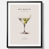 Canvastavla med en Dry Martini Poster – Affisch med drink, drinkposter med cocktail, Dry Martini recept poster