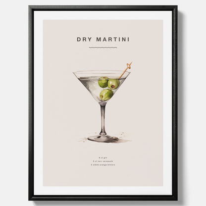 Canvastavla med en Dry Martini Poster – Affisch med drink, drinkposter med cocktail, Dry Martini recept poster