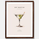 Tavla med en Dry Martini Poster – Affisch med drink, drinkposter med cocktail, Dry Martini recept poster
