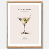 Tavla med en Dry Martini Poster – Affisch med drink, drinkposter med cocktail, Dry Martini recept poster