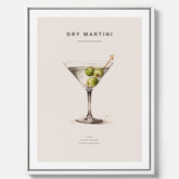Canvastavla med en Dry Martini Poster – Affisch med drink, drinkposter med cocktail, Dry Martini recept poster