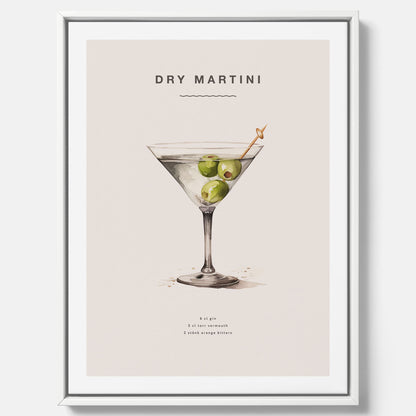 Canvastavla med en Dry Martini Poster – Affisch med drink, drinkposter med cocktail, Dry Martini recept poster