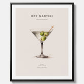 Canvastavla med en Dry Martini Poster – Affisch med drink, drinkposter med cocktail, Dry Martini recept poster