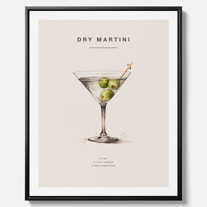 Canvastavla med en Dry Martini Poster – Affisch med drink, drinkposter med cocktail, Dry Martini recept poster