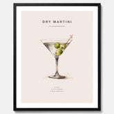 Tavla med en Dry Martini Poster – Affisch med drink, drinkposter med cocktail, Dry Martini recept poster
