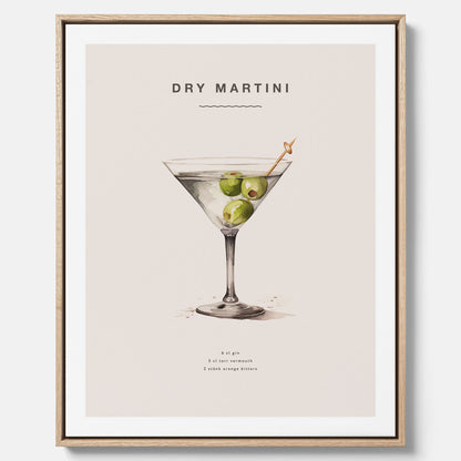Canvastavla med en Dry Martini Poster – Affisch med drink, drinkposter med cocktail, Dry Martini recept poster