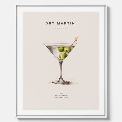 Canvastavla med en Dry Martini Poster – Affisch med drink, drinkposter med cocktail, Dry Martini recept poster