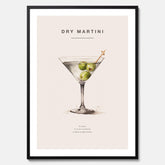 Tavla med en Dry Martini Poster – Affisch med drink, drinkposter med cocktail, Dry Martini recept poster