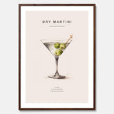 Tavla med en Dry Martini Poster – Affisch med drink, drinkposter med cocktail, Dry Martini recept poster