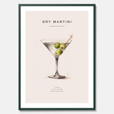 Tavla med en Dry Martini Poster – Affisch med drink, drinkposter med cocktail, Dry Martini recept poster