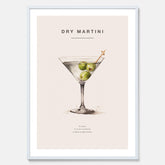 Tavla med en Dry Martini Poster – Affisch med drink, drinkposter med cocktail, Dry Martini recept poster
