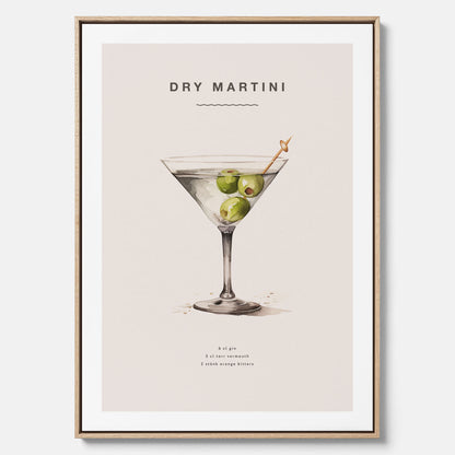 Canvastavla med en Dry Martini Poster – Affisch med drink, drinkposter med cocktail, Dry Martini recept poster