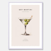 Tavla med en Dry Martini Poster – Affisch med drink, drinkposter med cocktail, Dry Martini recept poster