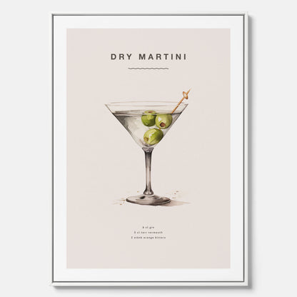 Canvastavla med en Dry Martini Poster – Affisch med drink, drinkposter med cocktail, Dry Martini recept poster