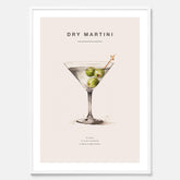 Tavla med en Dry Martini Poster – Affisch med drink, drinkposter med cocktail, Dry Martini recept poster