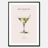 Tavla med en Dry Martini Poster – Affisch med drink, drinkposter med cocktail, Dry Martini recept poster