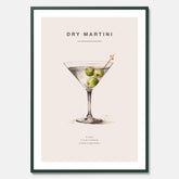 Tavla med en Dry Martini Poster – Affisch med drink, drinkposter med cocktail, Dry Martini recept poster