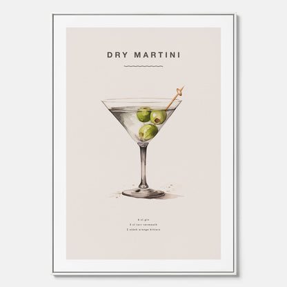 Canvastavla med en Dry Martini Poster – Affisch med drink, drinkposter med cocktail, Dry Martini recept poster