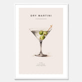 Tavla med en Dry Martini Poster – Affisch med drink, drinkposter med cocktail, Dry Martini recept poster