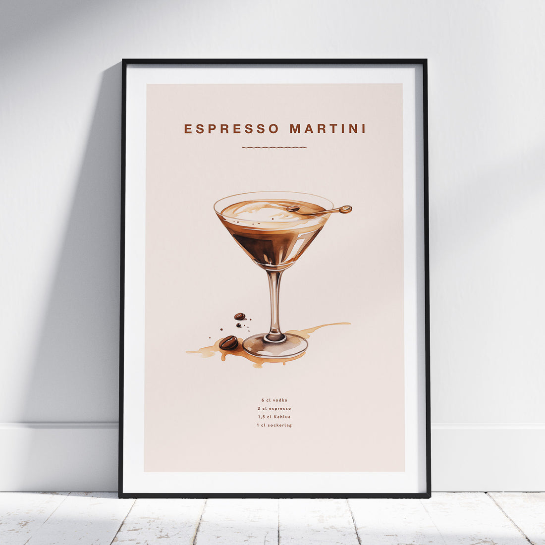 Tavla med Espresso Martini drink poster, drinkposter, drinktavla