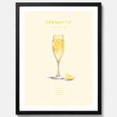 Tavla med French 75 drinkposter, cocktail poster