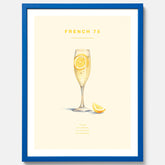 Tavla med French 75 drinkposter, cocktail poster