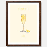 Tavla med French 75 drinkposter, cocktail poster