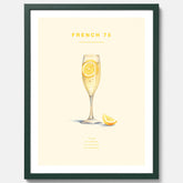 Tavla med French 75 drinkposter, cocktail poster