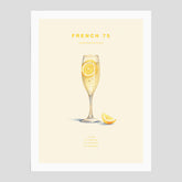 French 75 drinkposter, cocktail poster