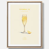Tavla med French 75 drinkposter, cocktail canvas