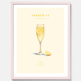 Tavla med French 75 drinkposter, cocktail poster