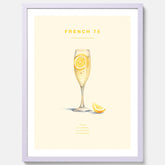 Tavla med French 75 drinkposter, cocktail poster