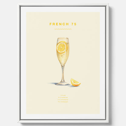 Tavla med French 75 drinkposter, cocktail canvas