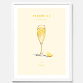 Tavla med French 75 drinkposter, cocktail poster
