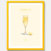 Tavla med French 75 drinkposter, cocktail poster
